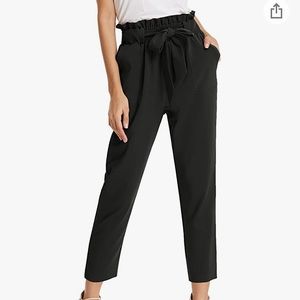 Paper bag tie waist pants